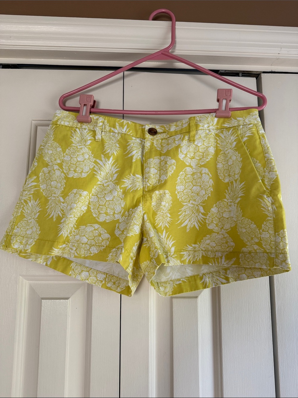 Old Navy Yellow Pineapple Print Cotton Bermuda Shorts